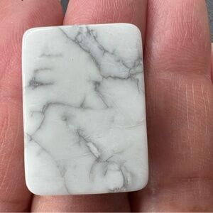 Natural White Howlite Rectangular Cabochon Loose Stone Gray Veining 3.54g